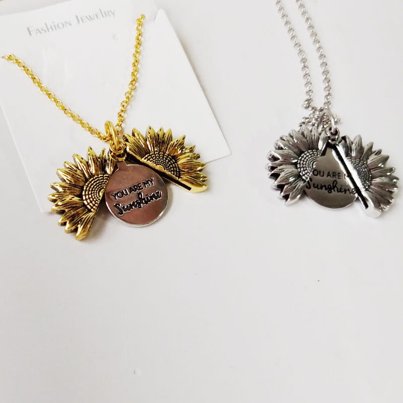 You Are My Sunshine Sunflower Necklace