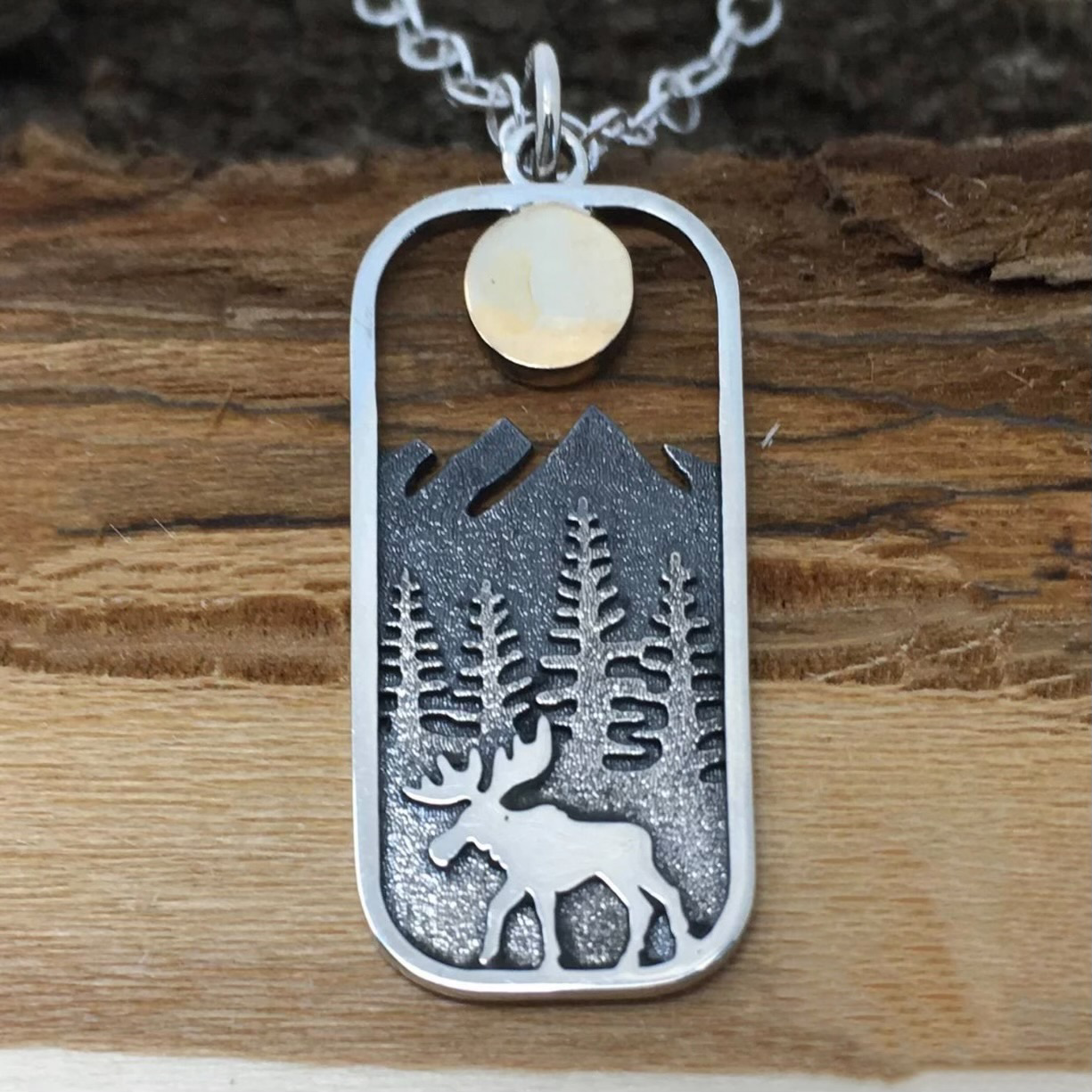 Hiking Moose Necklace